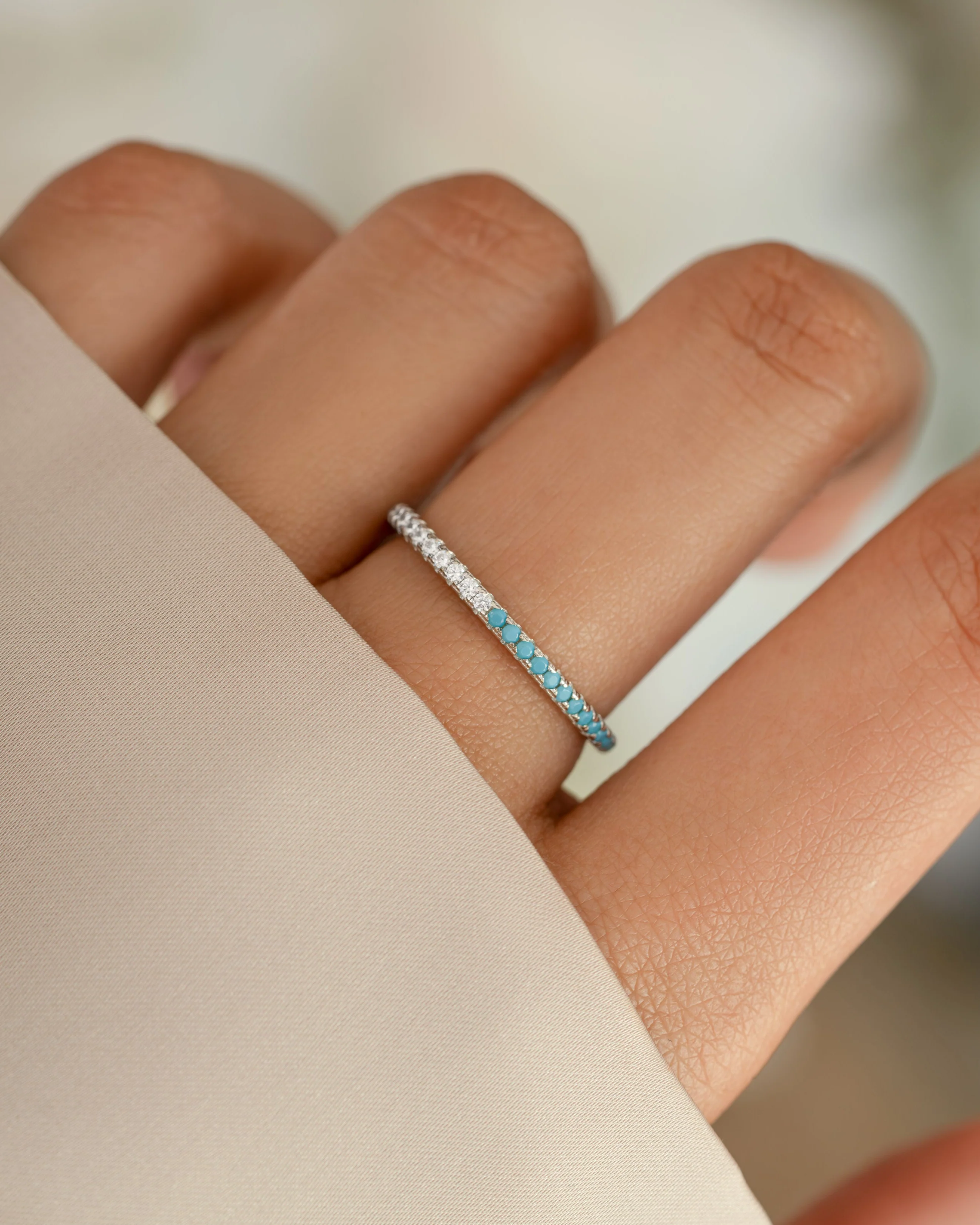 Turquoise & Diamond Eternity Ring - Image 4