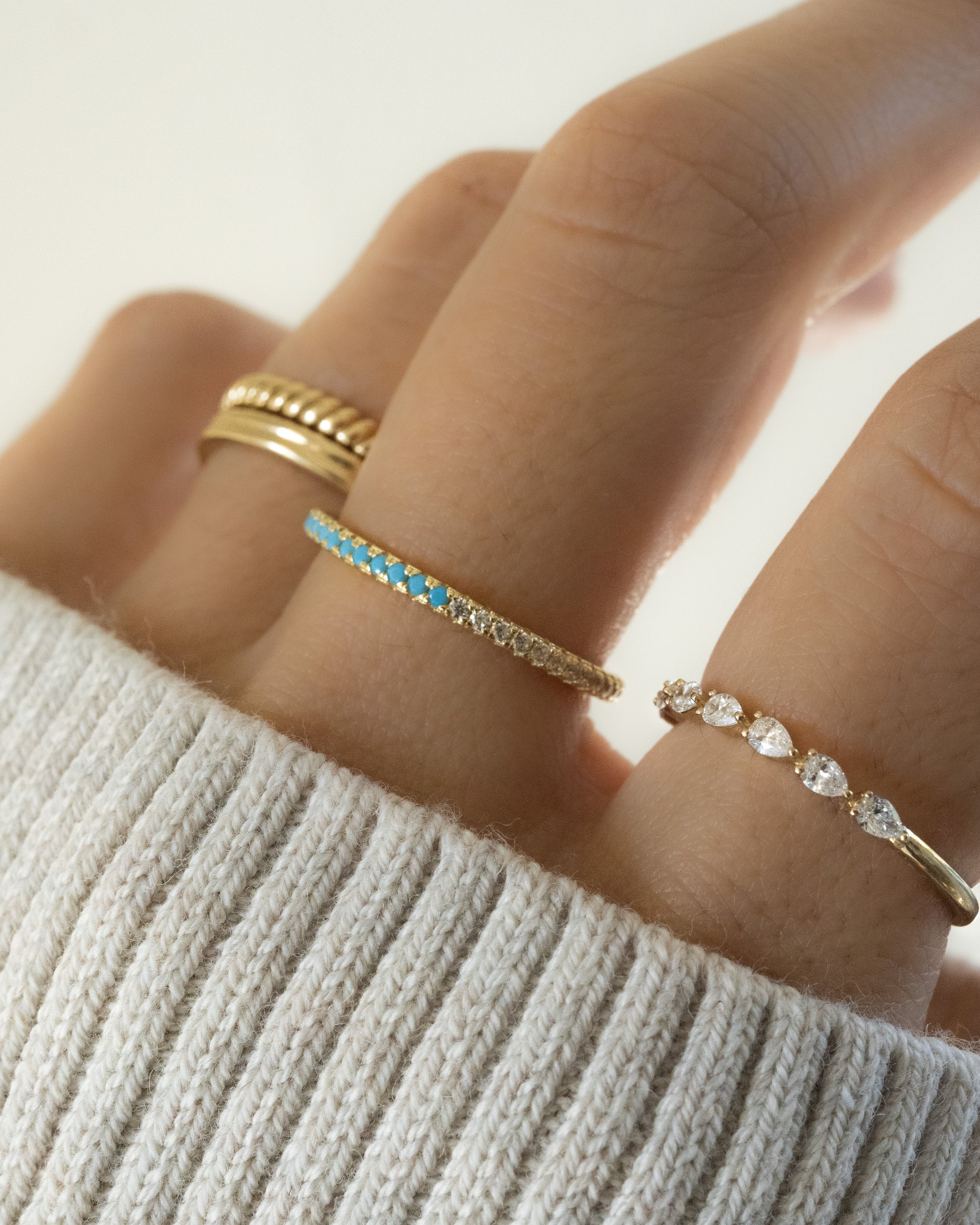 Turquoise & Diamond Eternity Ring - Image 8