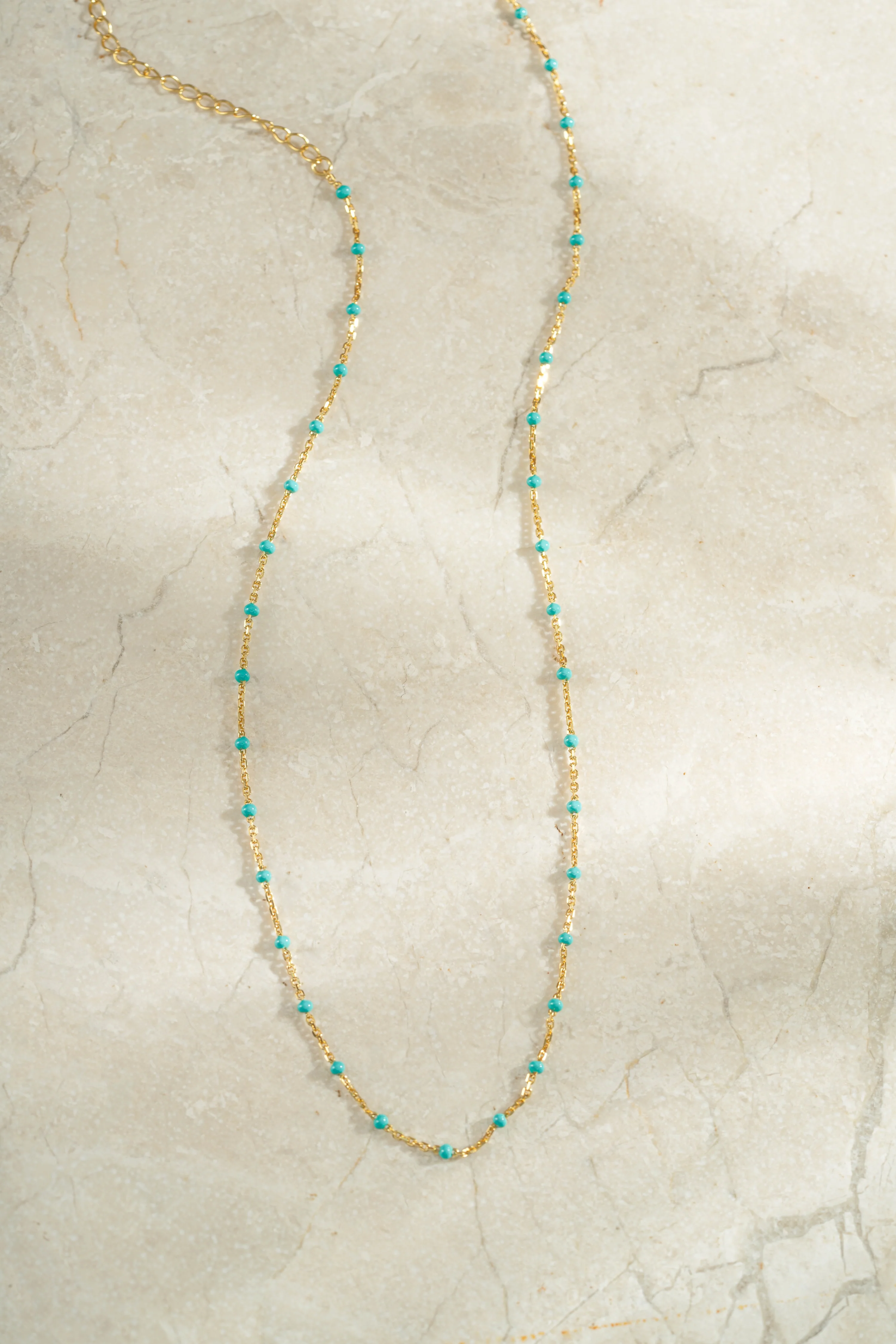 Turquoise Enamel Beaded Necklace - Image 3