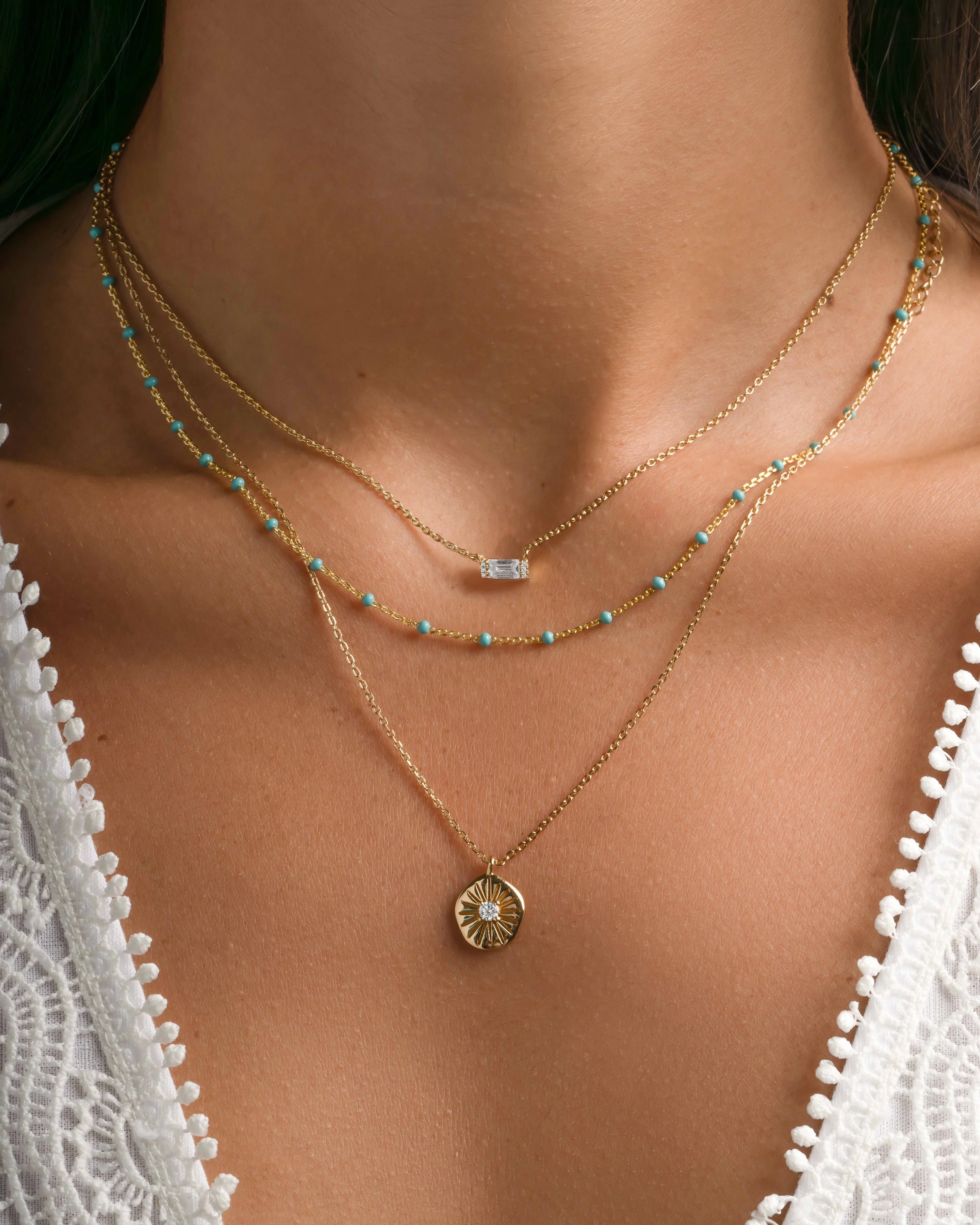 Turquoise Enamel Beaded Necklace - Image 4