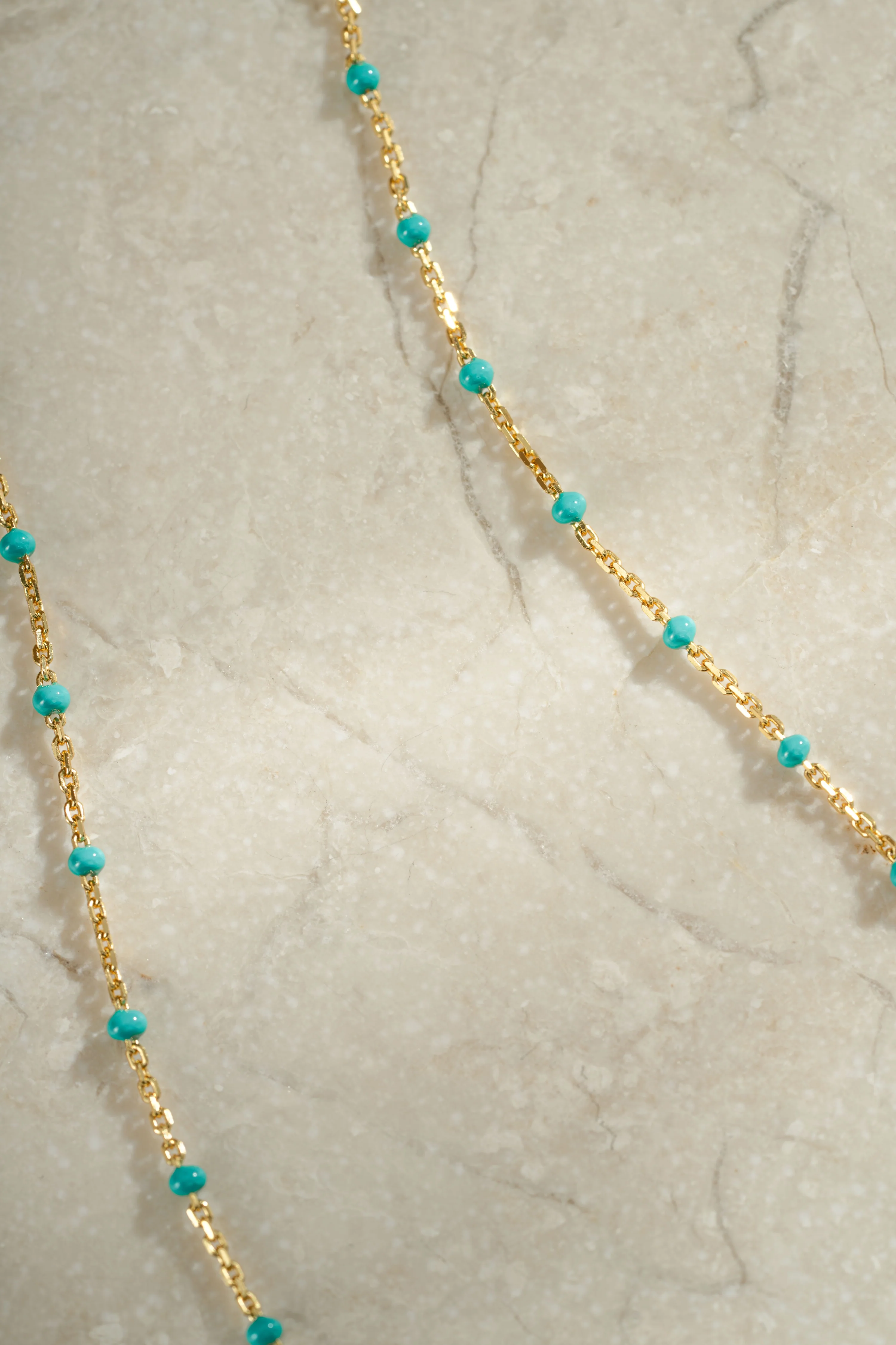 Turquoise Enamel Beaded Necklace - Image 5
