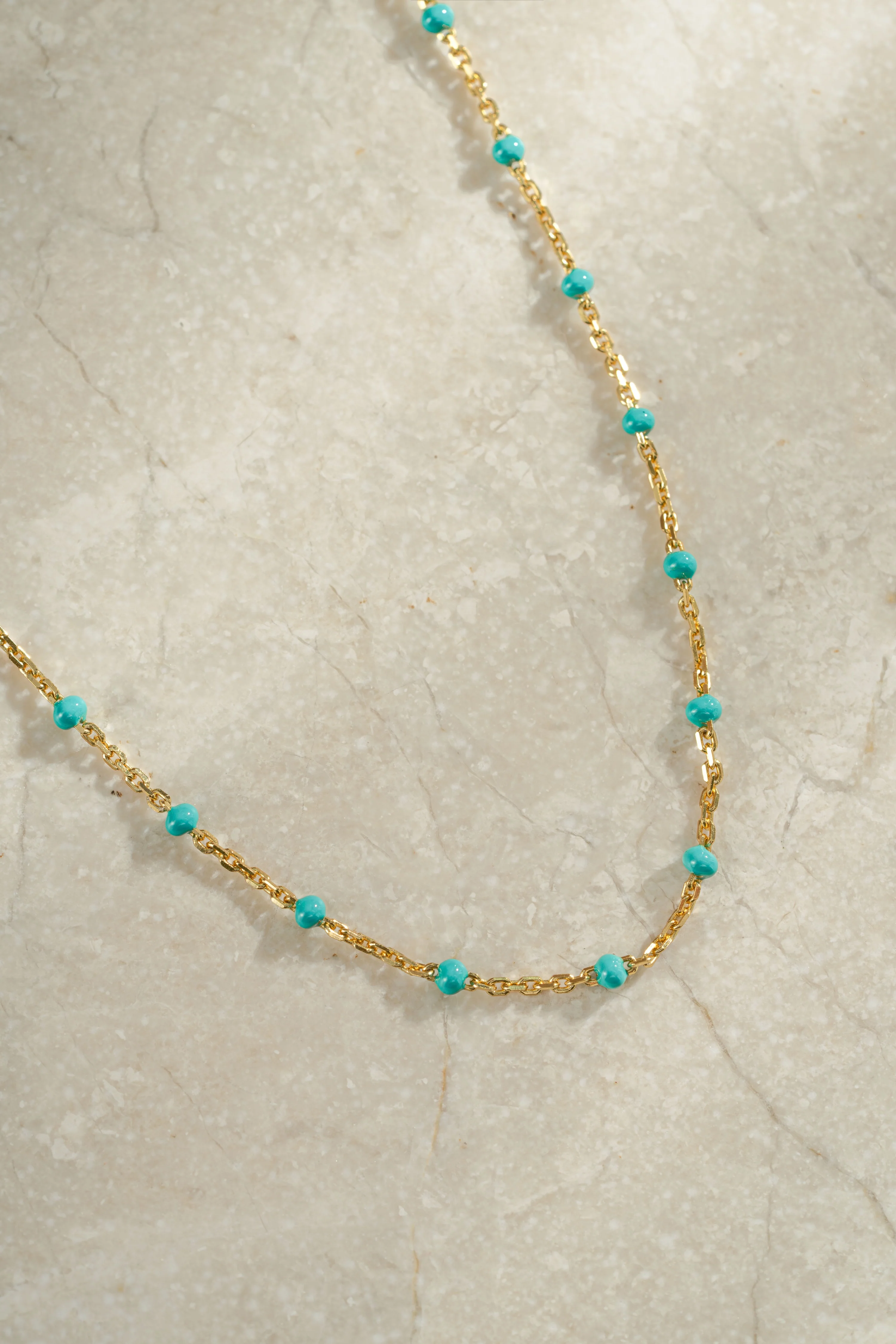Turquoise Enamel Beaded Necklace - Image 7