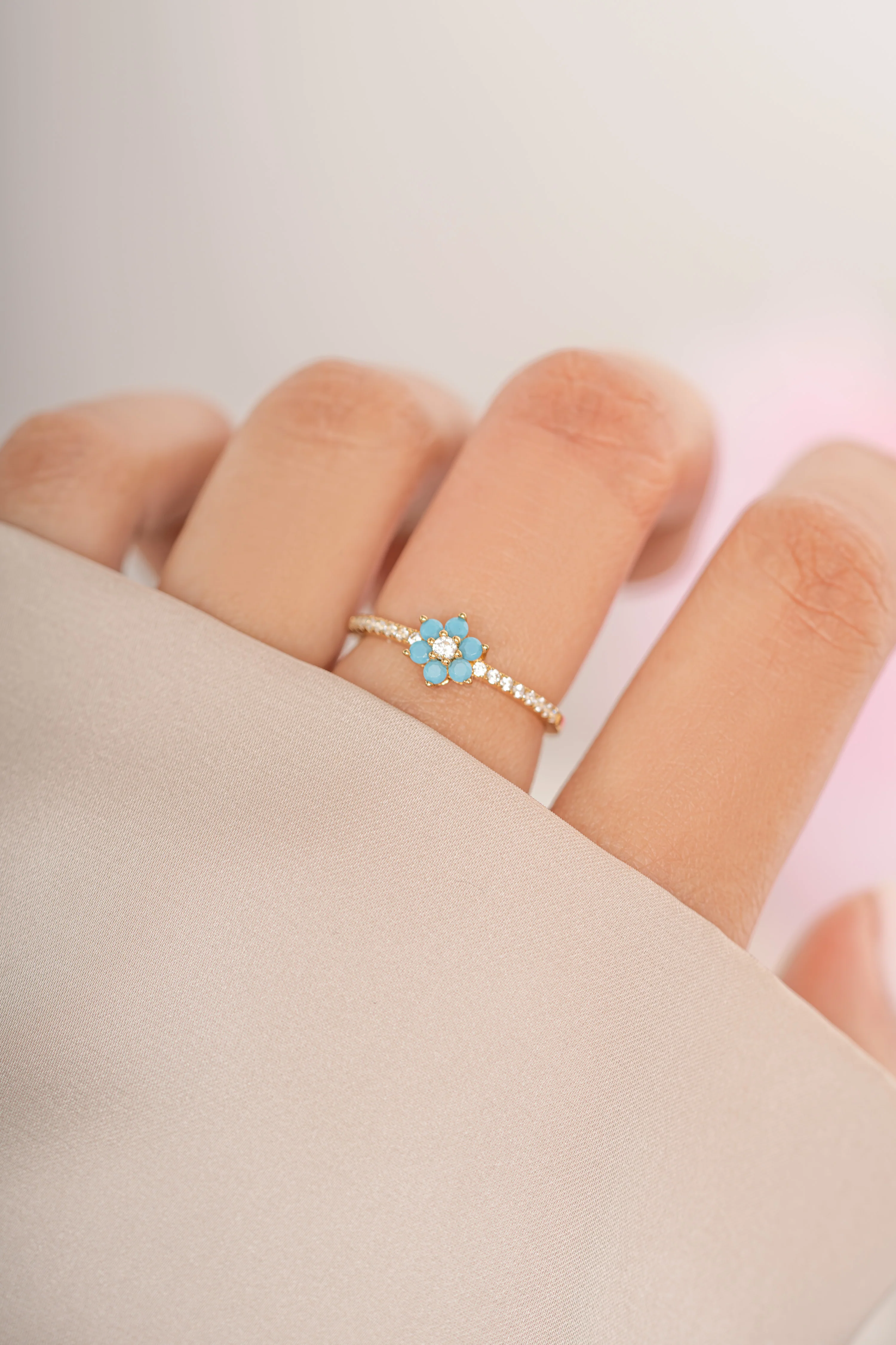 Turquoise Flower Ring - Image 2