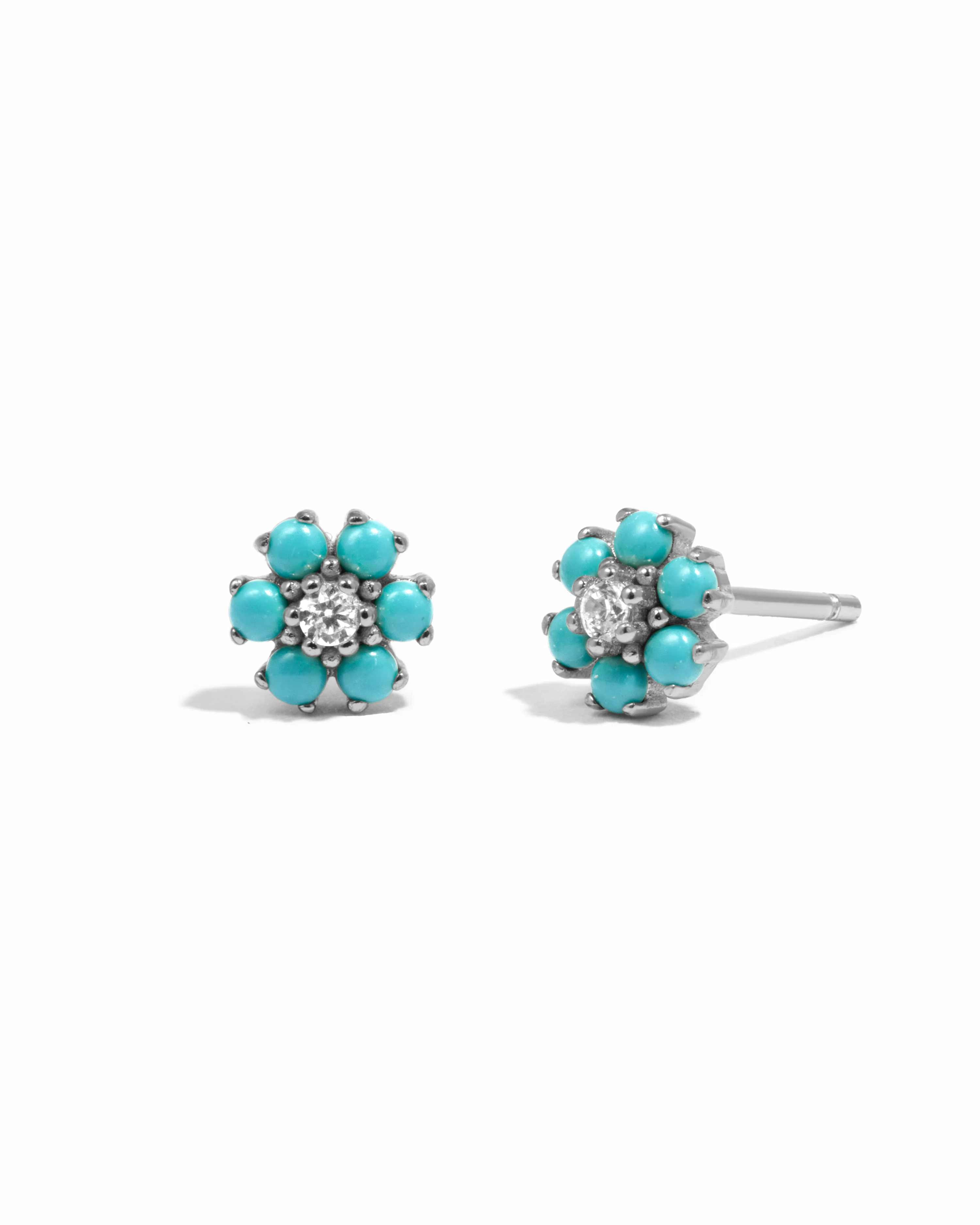 Turquoise Flower Studs - Image 3