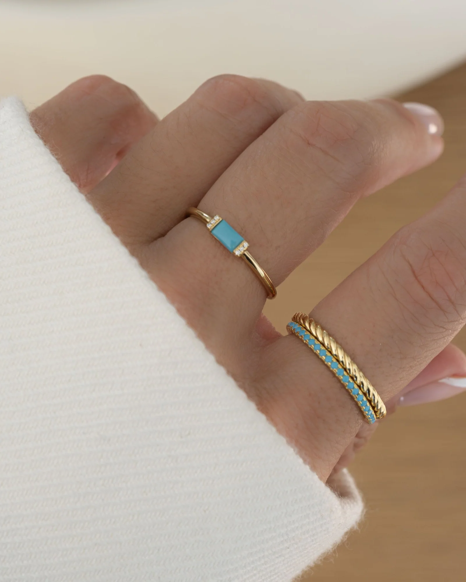 Turquoise Simple Baguette Ring - Image 6