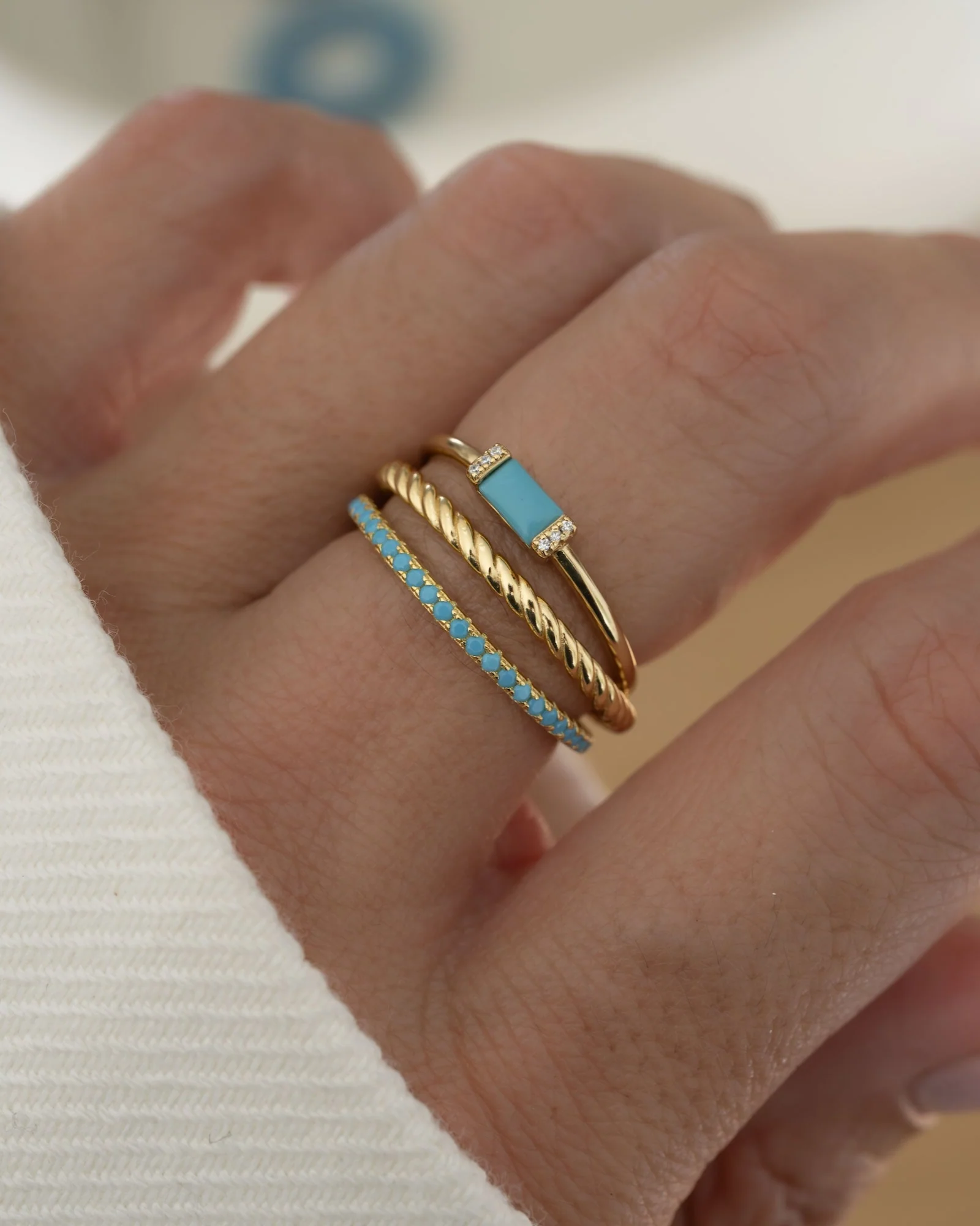 Turquoise Simple Baguette Ring - Image 8