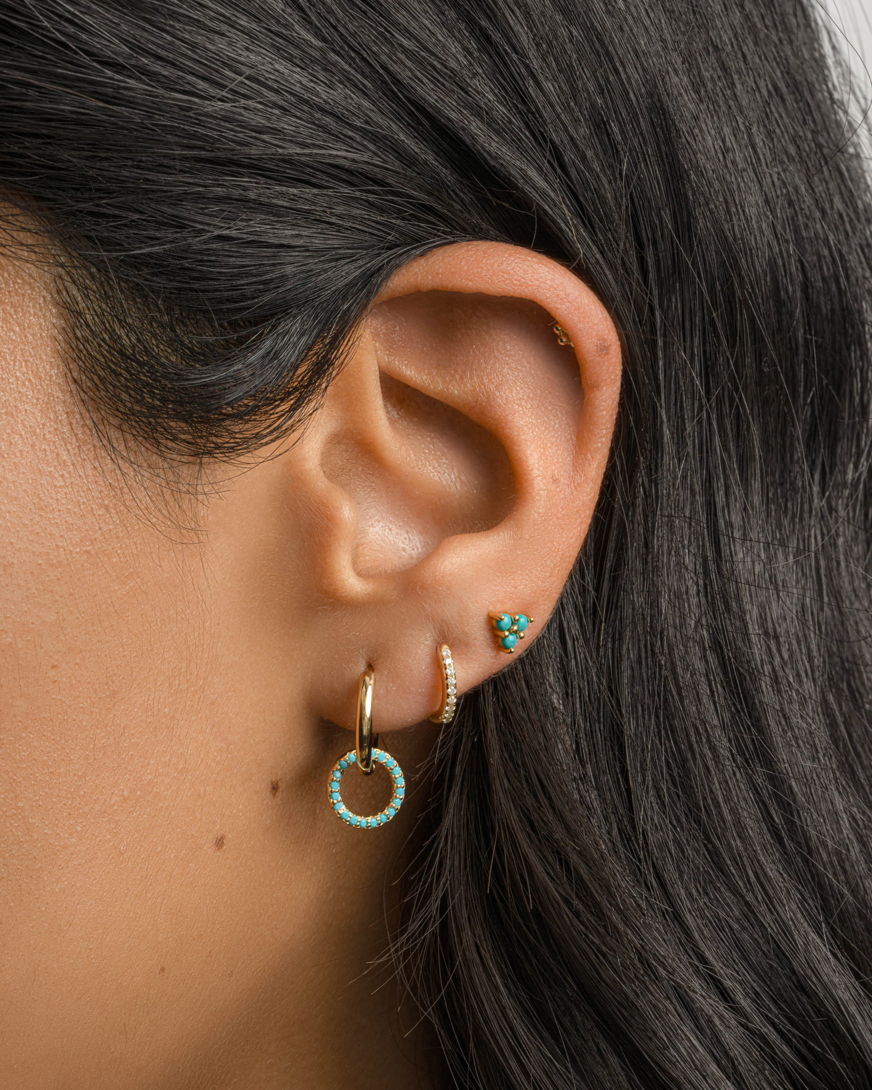 Turquoise Three Stone Studs - Image 6