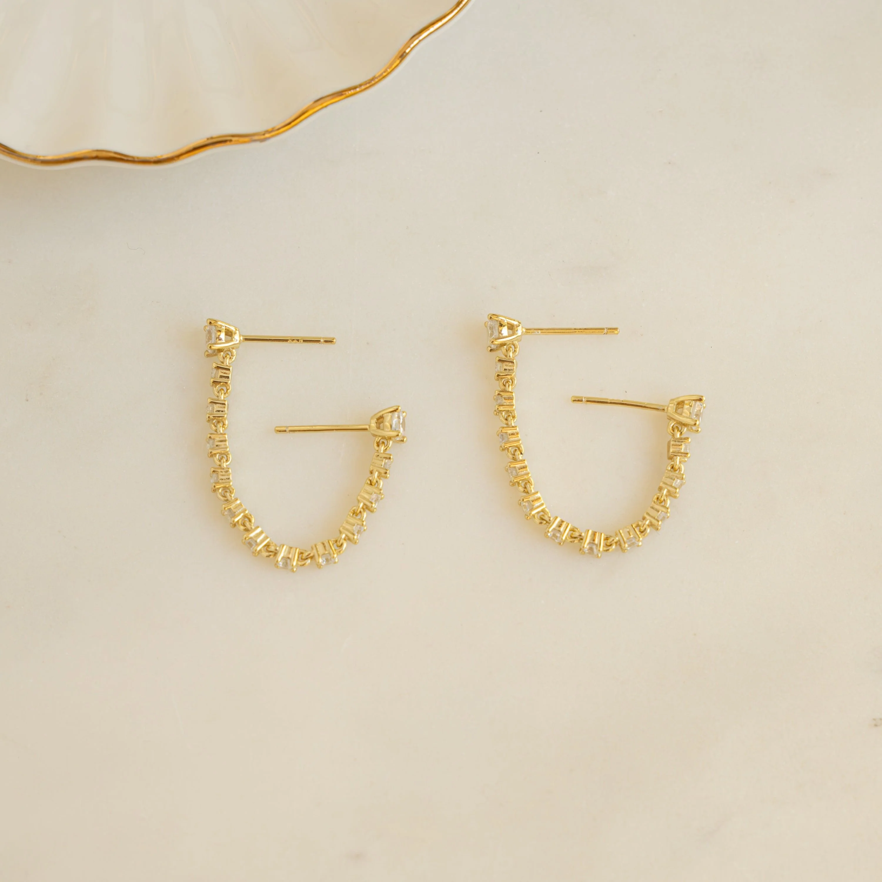 Two-Piercing Tennis Chain Link Studs - Image 6