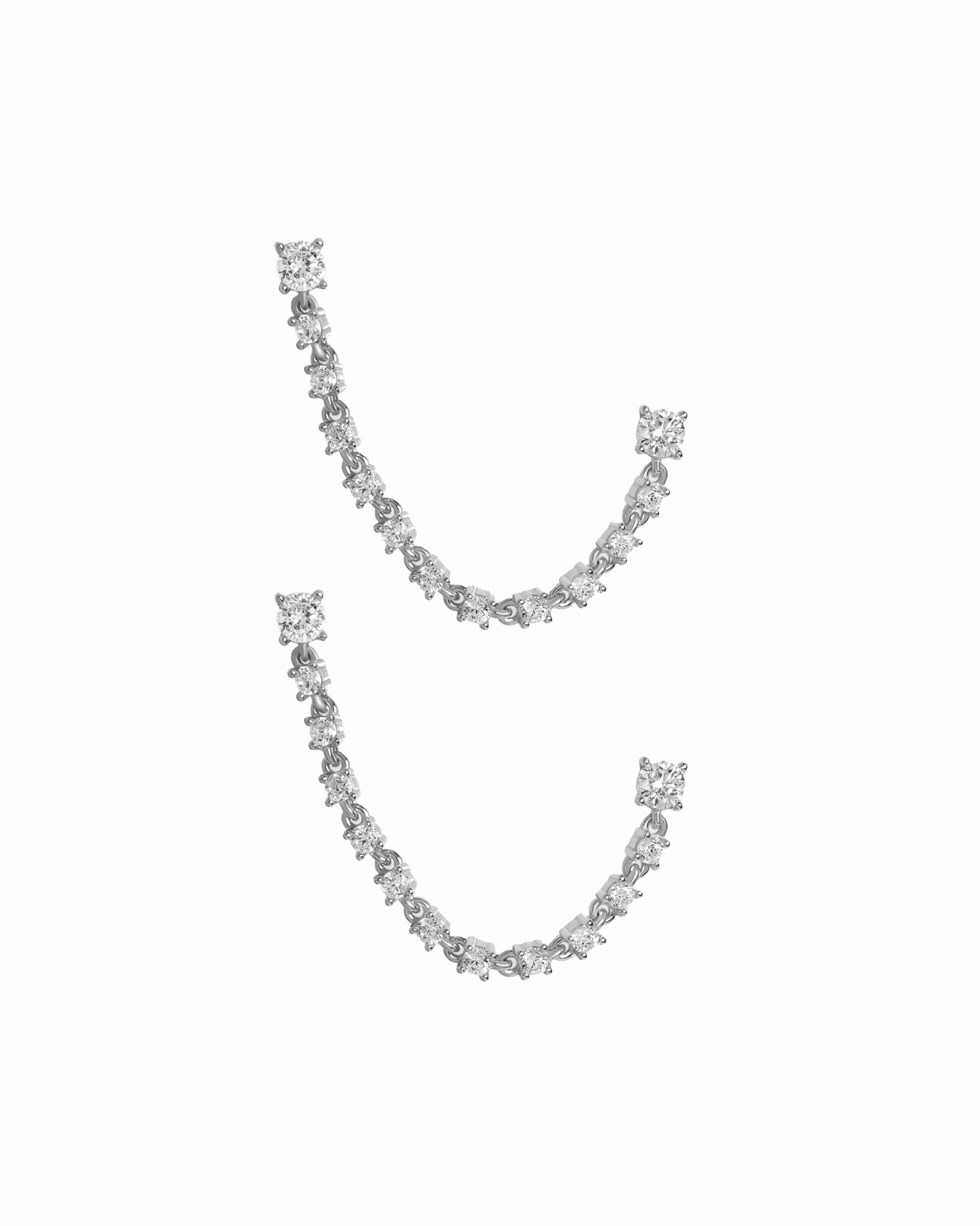 Two-Piercing Tennis Chain Link Studs - Image 7