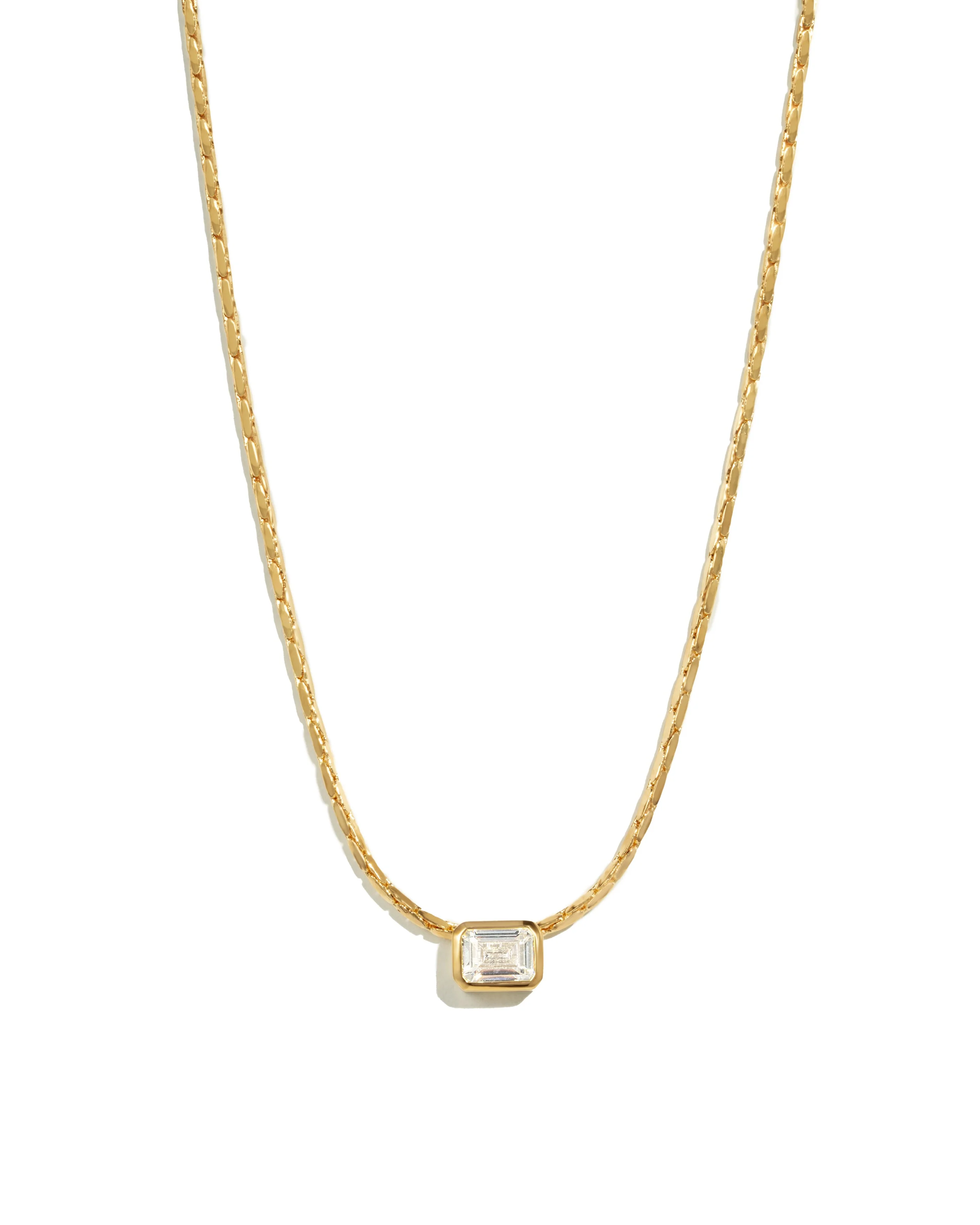 White CZ Baguette Bezel Statement Necklace