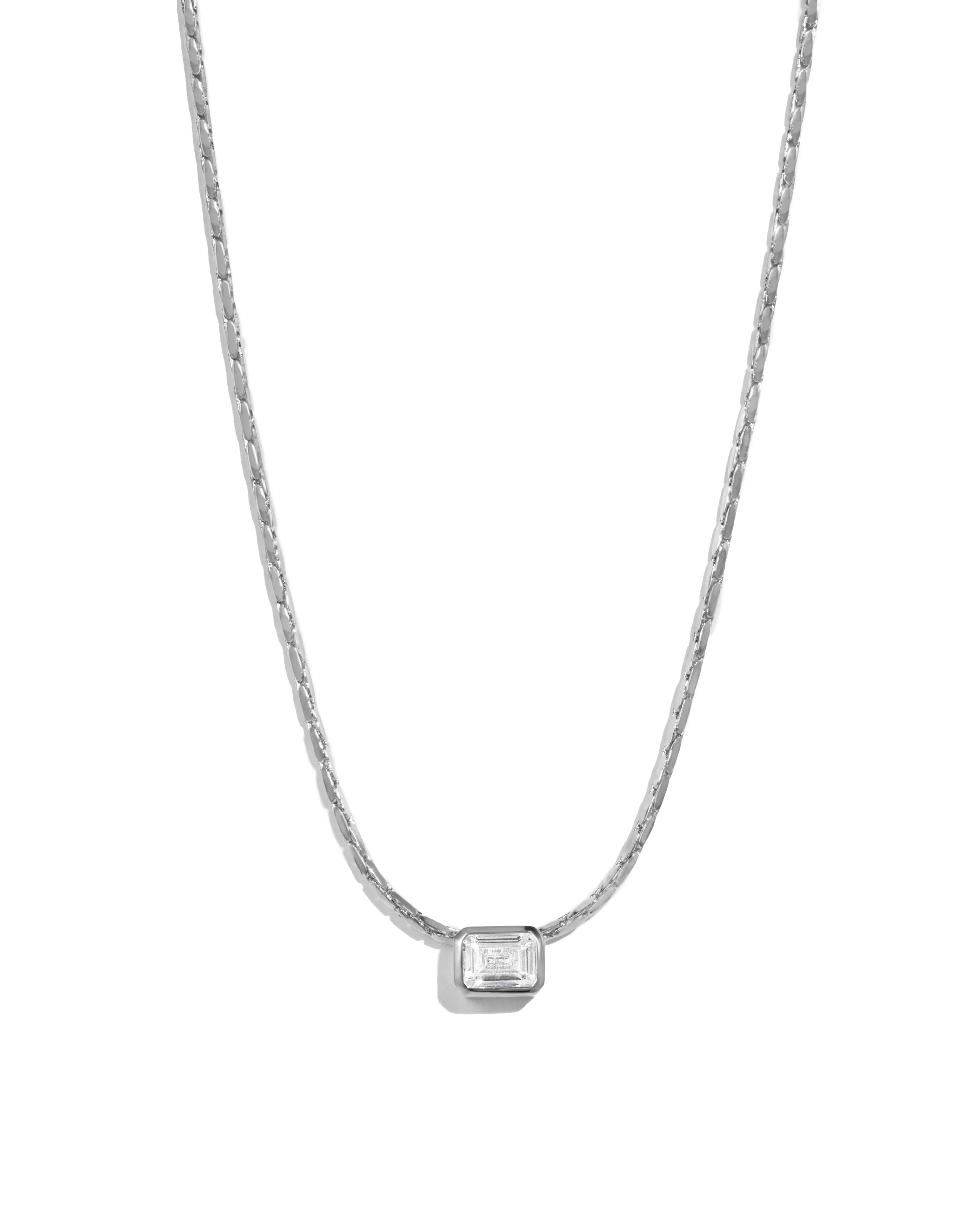 White CZ Baguette Bezel Statement Necklace - Image 10