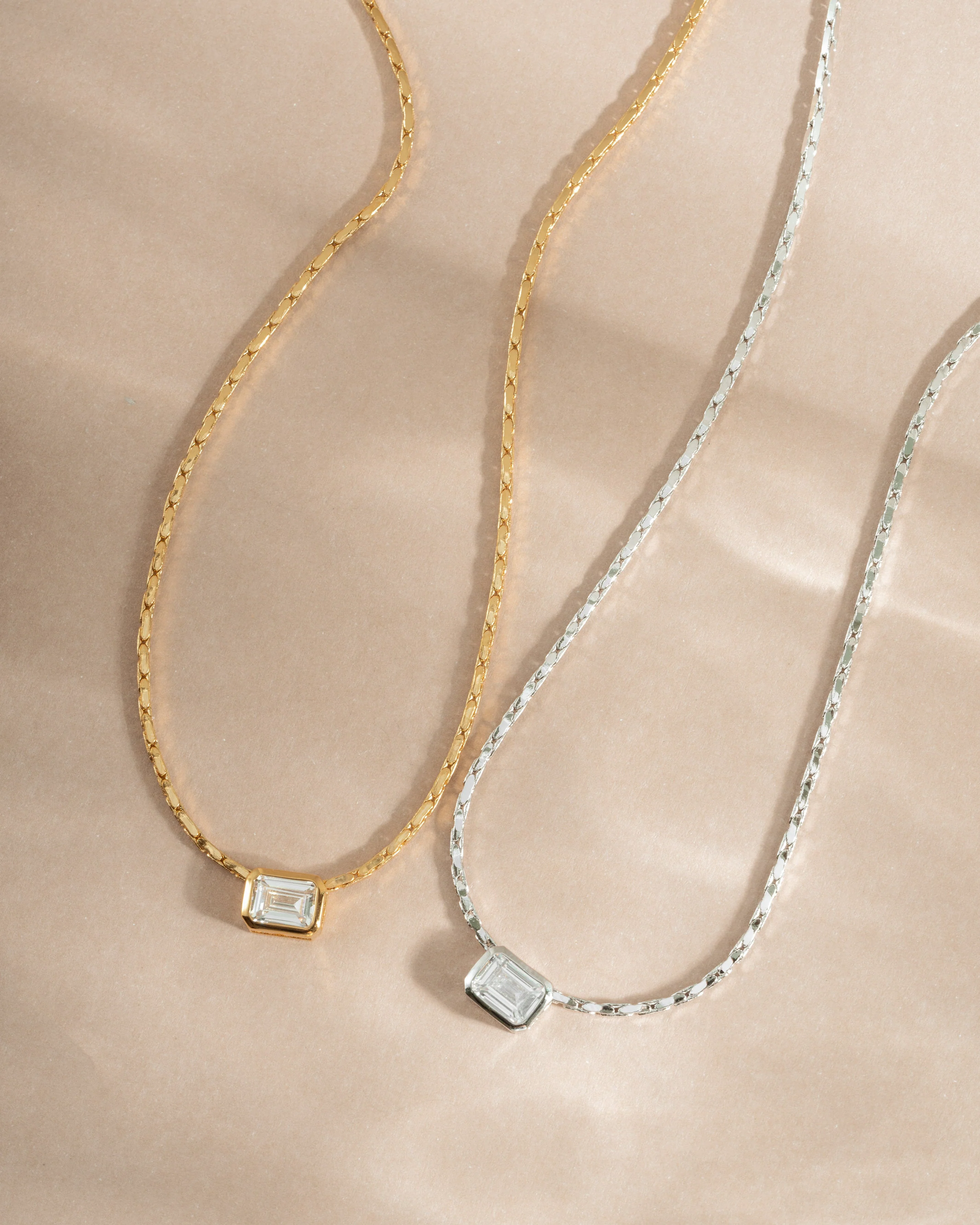 White CZ Baguette Bezel Statement Necklace - Image 3