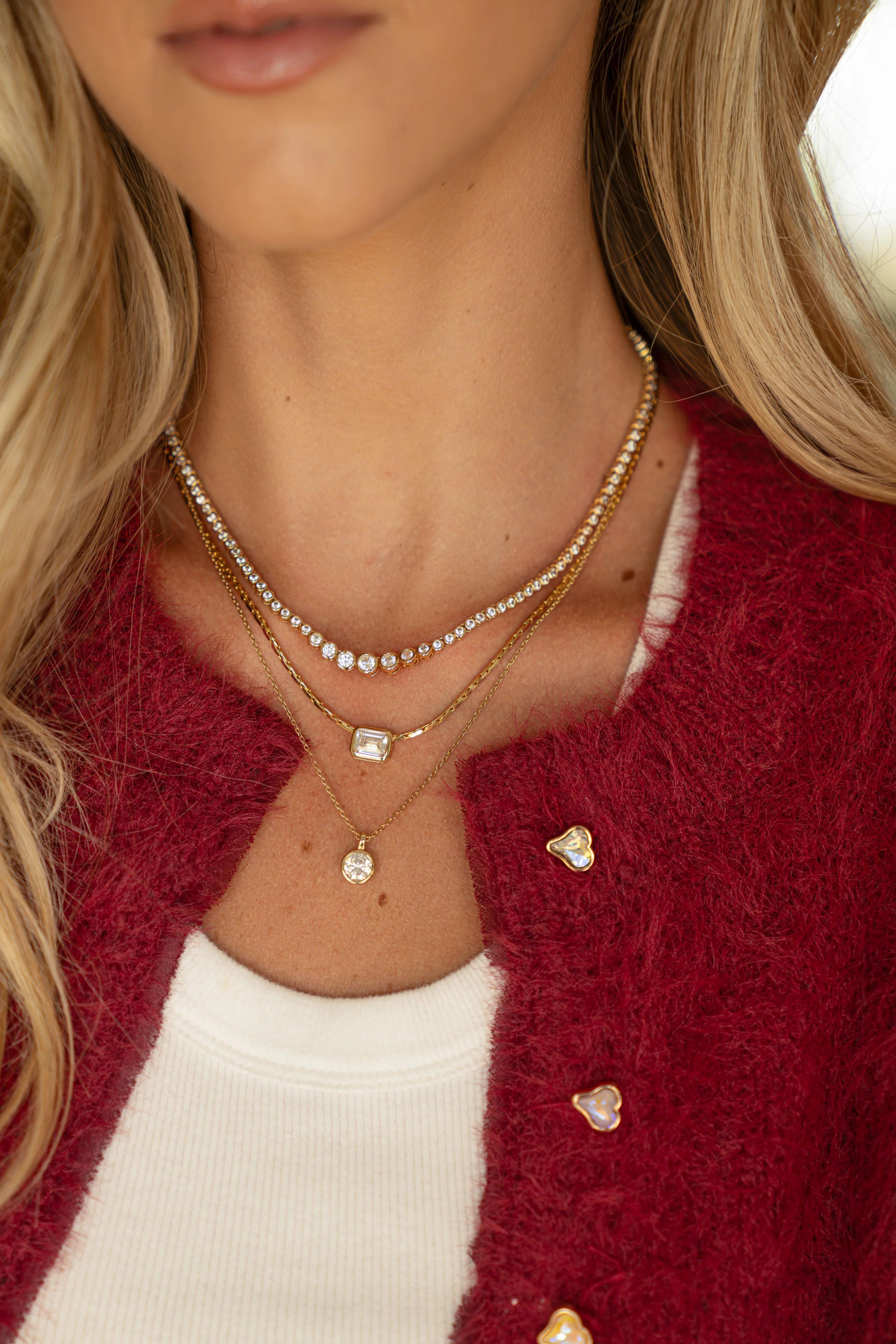 White CZ Baguette Bezel Statement Necklace - Image 4