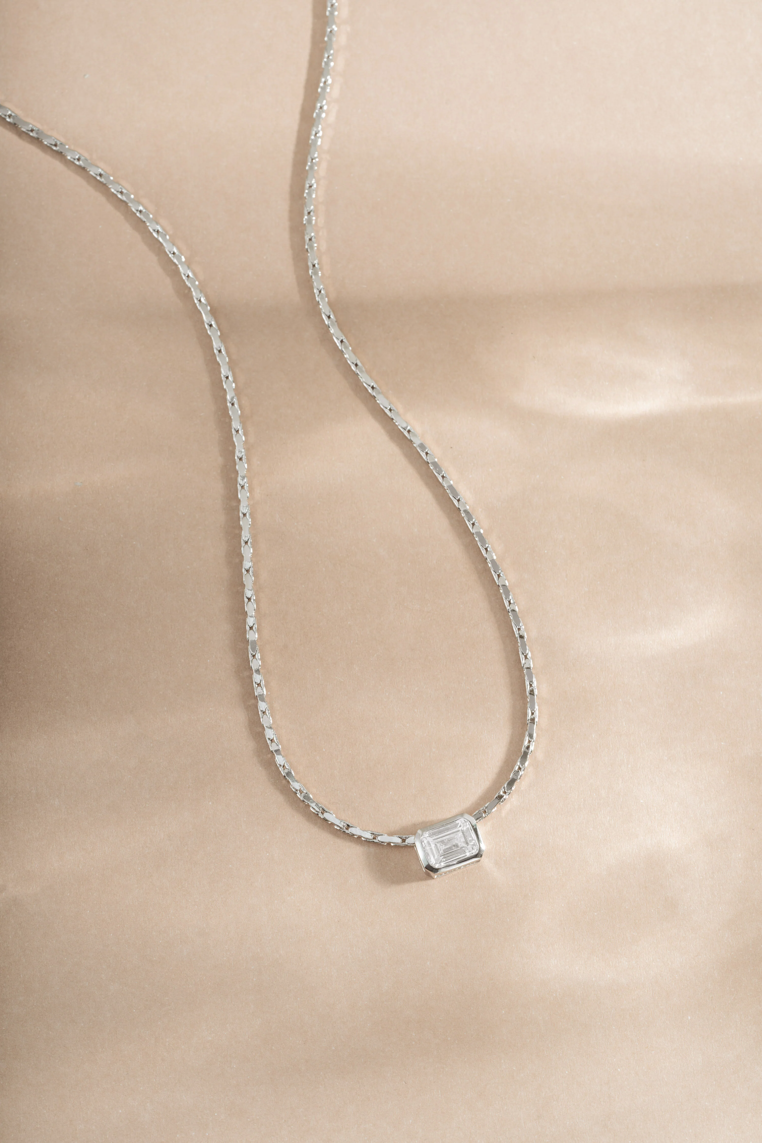 White CZ Baguette Bezel Statement Necklace - Image 8