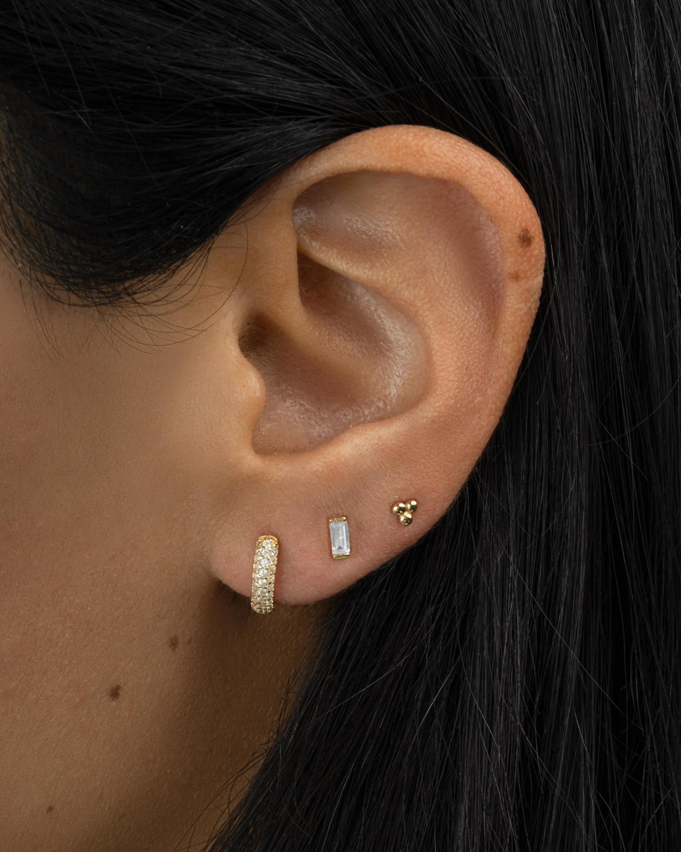 White CZ Baguette Stud Earrings - Image 3