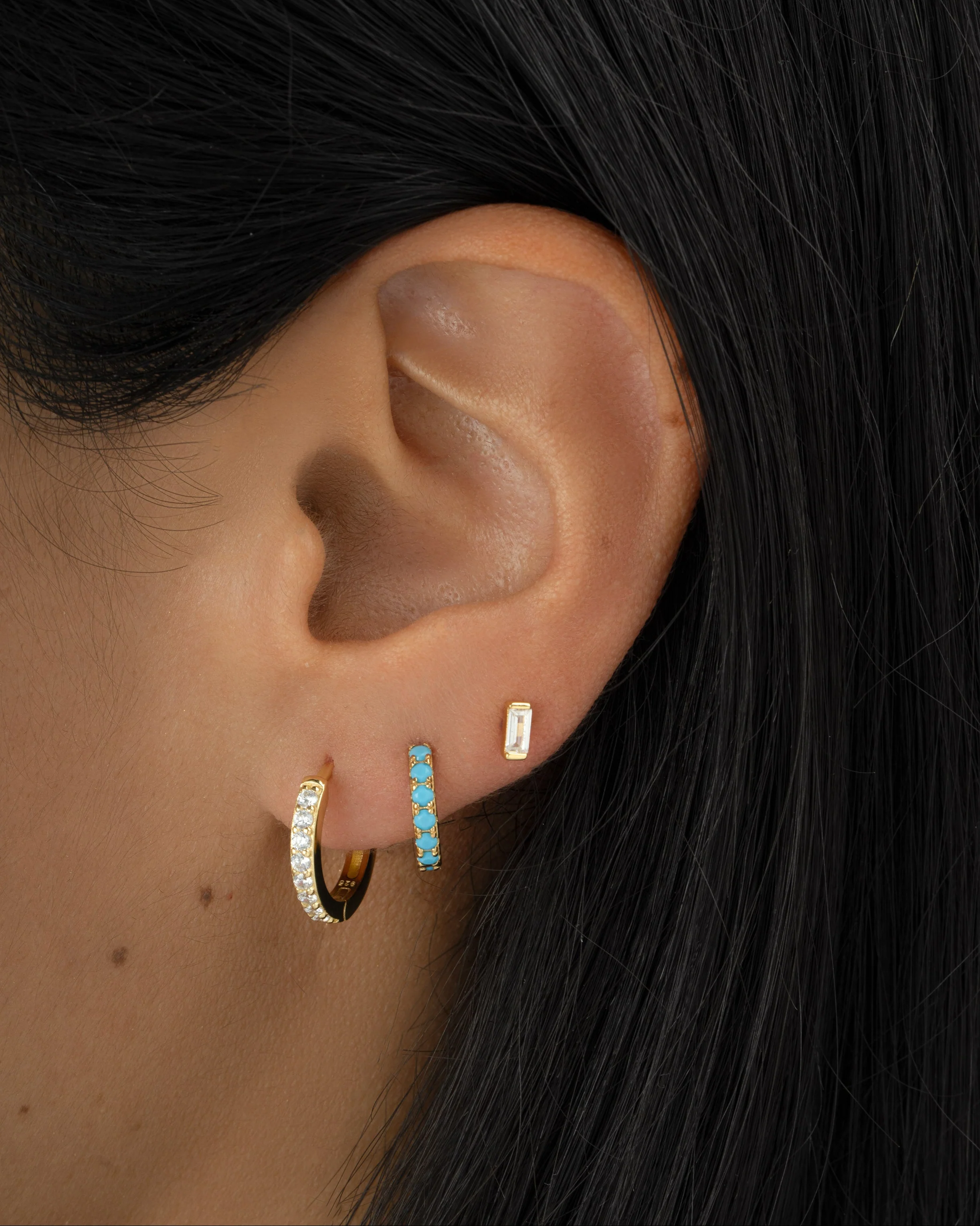 White CZ Baguette Stud Earrings - Image 5