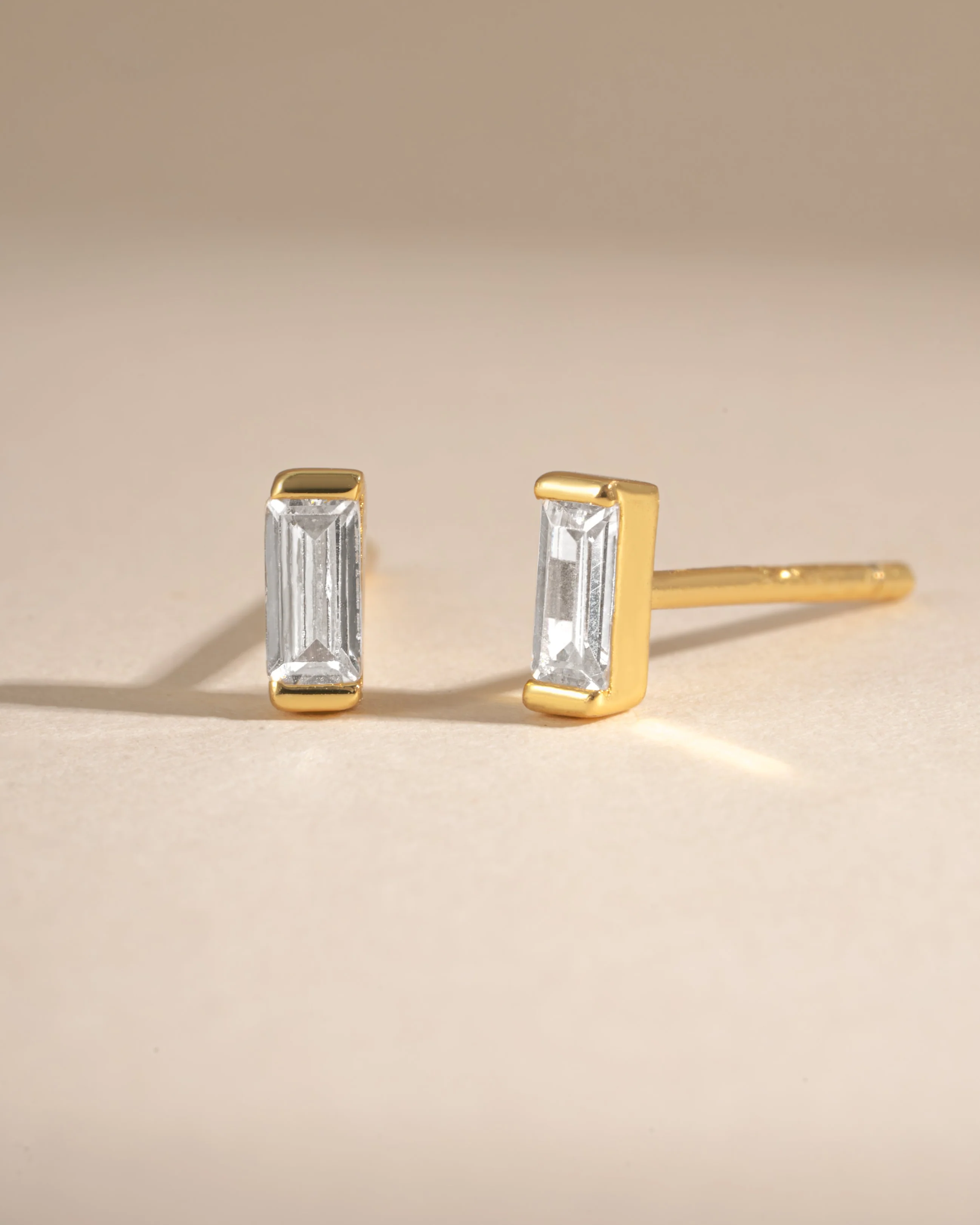 White CZ Baguette Stud Earrings - Image 7