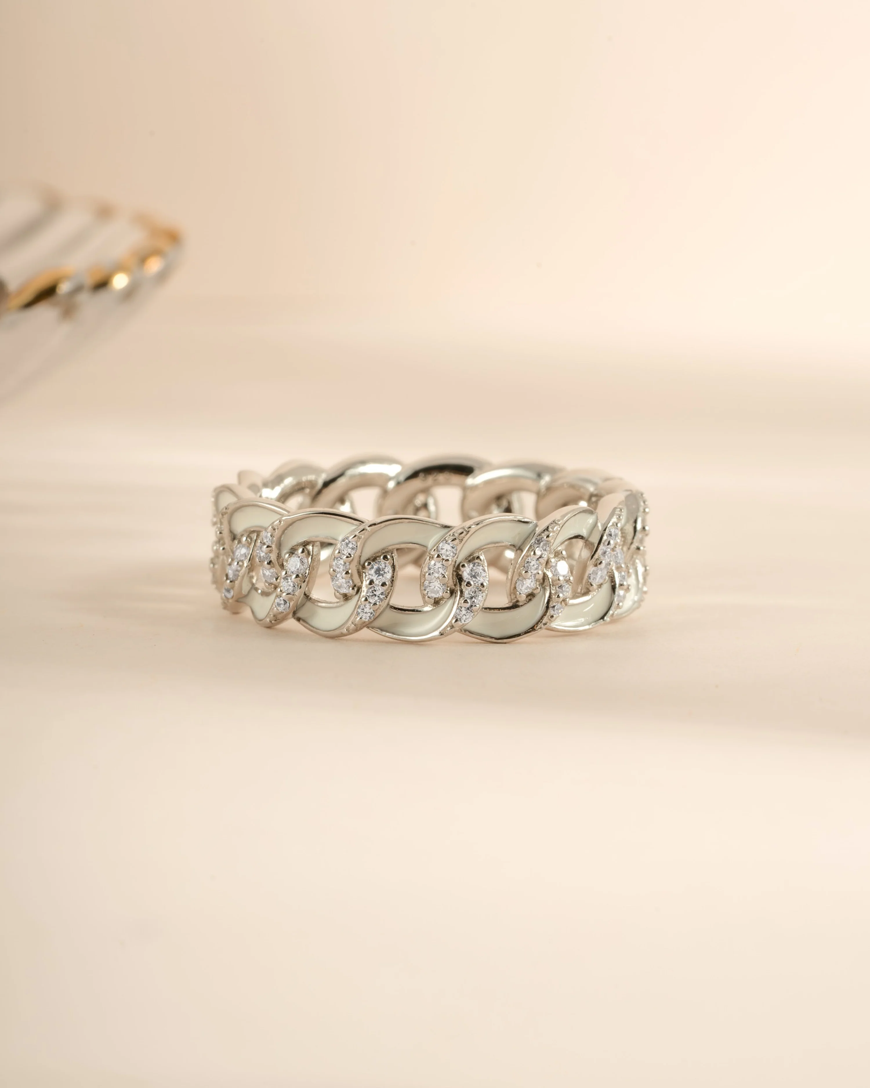 White Enamel Chain Ring - Image 6